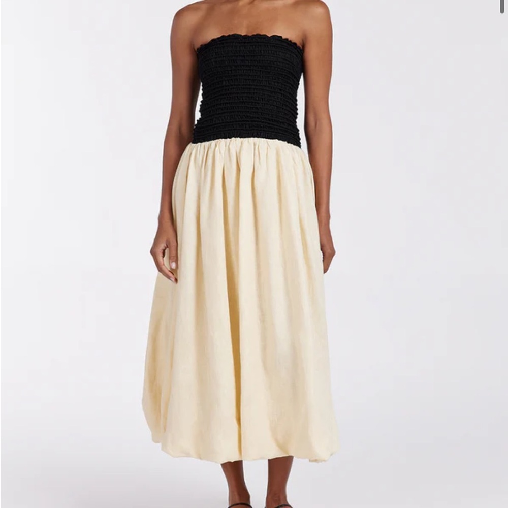 LEN BLACK STRAPLESS MIDI DRESS - NWT